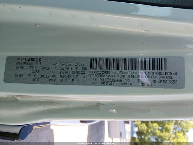 Aukcja sprzedaży 2018 Jeep Wrangler Unlimited Sahara 4x4, vin: 1C4HJXEG9JW174789, numer aukcji: 45122585