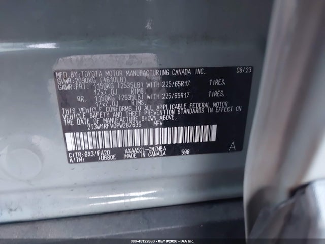 2T3W1RFV0PW287635 Toyota Rav4 Xle
