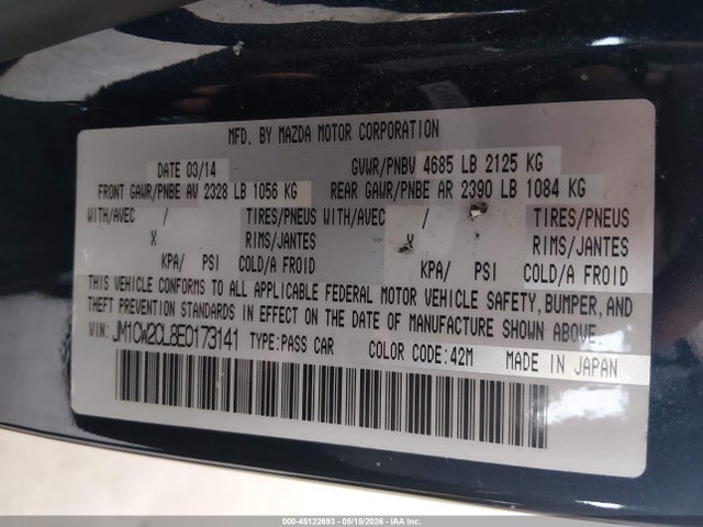 Aukcja sprzedaży 2014 Mazda Mazda5 Touring, vin: JM1CW2CL8E0173141, numer aukcji: 45122693