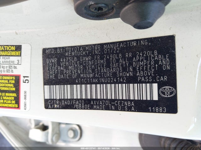 4T1C11AK1NU024142 Toyota CAMRY LE