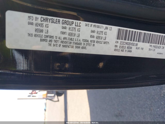 45122744 :رقم المزاد ، 2C3CCARG9DH592188 vin ، 2013 Chrysler 300 Motown مزاد بيع