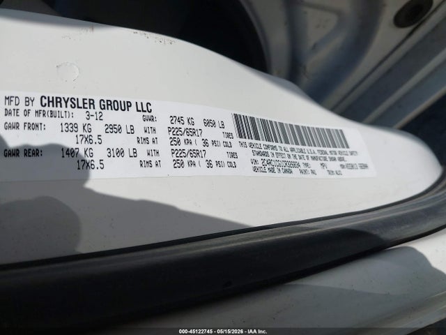 2012 Chrysler Town & Country Touring-l მანქანა იყიდება აუქციონზე, vin: 2C4RC1CG1CR326834, აუქციონის ნომერი: 45122745