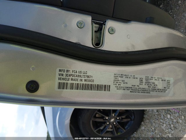 45122751 :رقم المزاد ، 3C4PDCAB9LT279671 vin ، 2020 Dodge Journey Se Value مزاد بيع