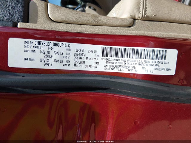 45122779 :رقم المزاد ، 1C4RJFBG2EC580150 vin ، 2014 Jeep Grand Cherokee Limited مزاد بيع