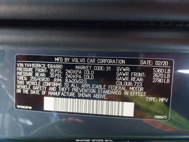 YV4102RK2L1564880 Volvo Xc60 T5 Momentum