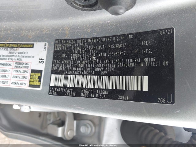 7MUBAABGXRV102038 Toyota Corolla Cross Le