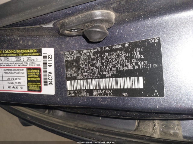 Aukcja sprzedaży 2008 Toyota Sienna Xle, vin: 5TDZK22C28S131279, numer aukcji: 45122992