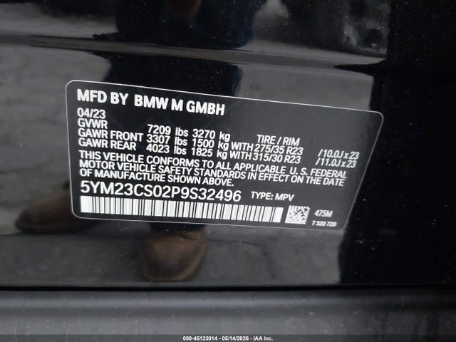 Auction sale of the 2023 Bmw Xm, vin: 5YM23CS02P9S32496, lot number: 45123014