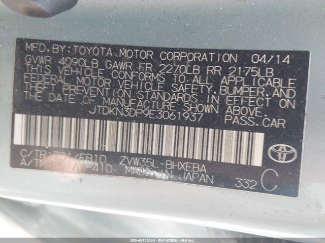 Toyota PRIUS PLUG-IN 2014 JTDKN3DP9E3061937 Image 9
