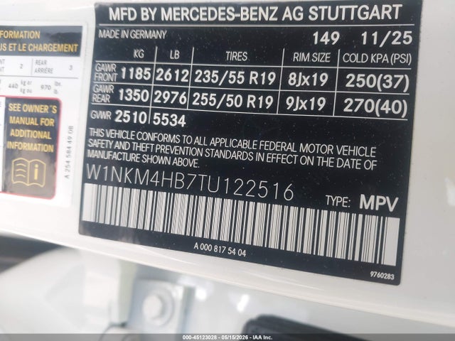 Aukcja sprzedaży 2026 Mercedes-benz Glc 300, vin: W1NKM4HB7TU122516, numer aukcji: 45123028
