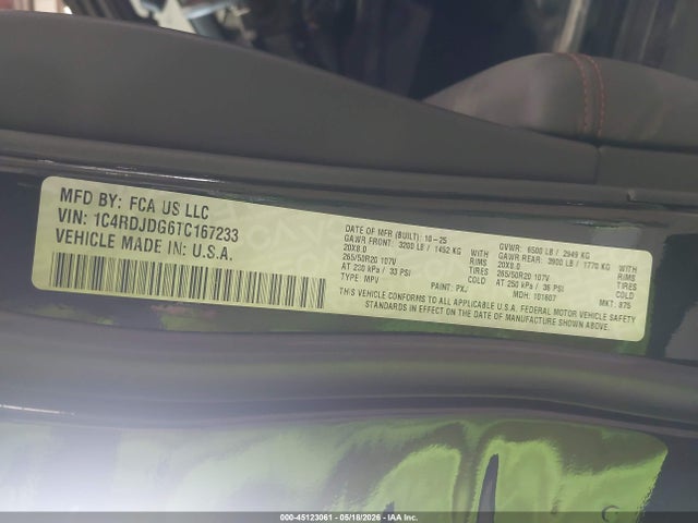 Aukcja sprzedaży 2026 Dodge Durango Gt Plus, vin: 1C4RDJDG6TC167233, numer aukcji: 45123061