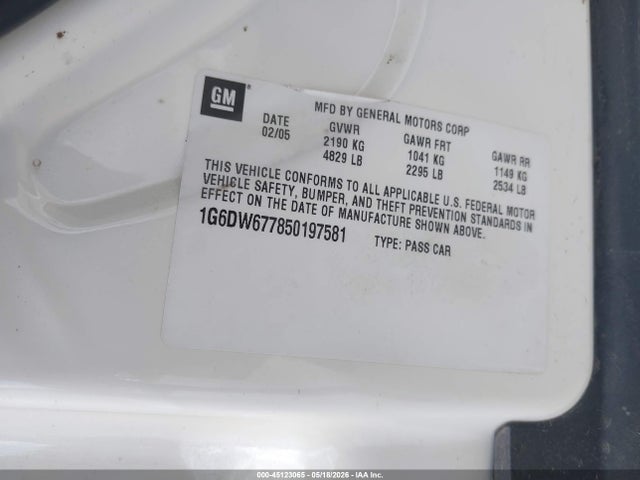 Продаж на аукціоні авто 2005 Cadillac Sts V6, vin: 1G6DW677850197581, номер лоту: 45123065