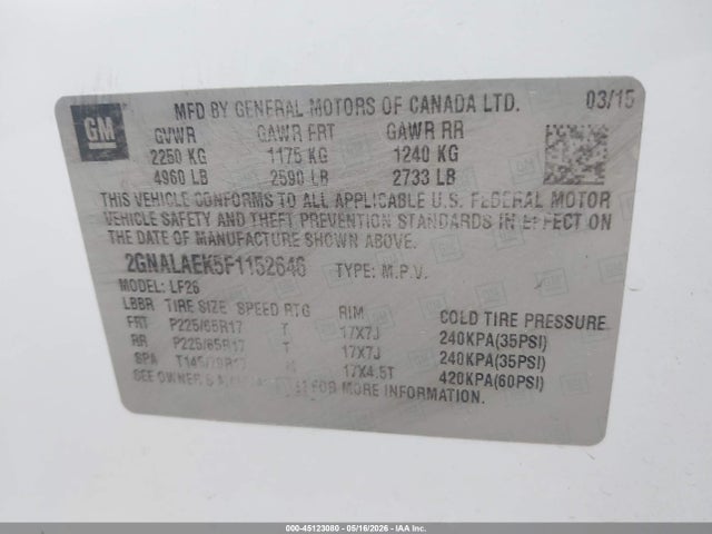 2GNALAEK5F1152646 Chevrolet EQUINOX LS
