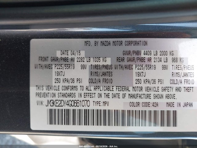 Продажа на аукционе авто 2016 Mazda Cx-5 Grand Touring, vin: JM3KE2DY4G0661070, номер лота: 45123144