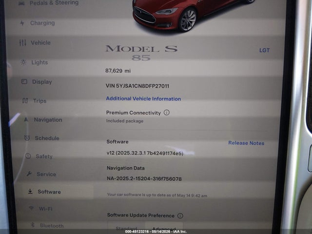 Продажа на аукционе авто 2013 Tesla Model S, vin: 5YJSA1CN8DFP27011, номер лота: 45123216