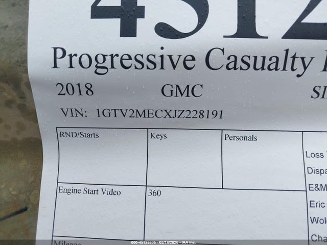 Продажа на аукционе авто 2018 Gmc Sierra 1500 Sle, vin: 1GTV2MECXJZ228191, номер лота: 45123305
