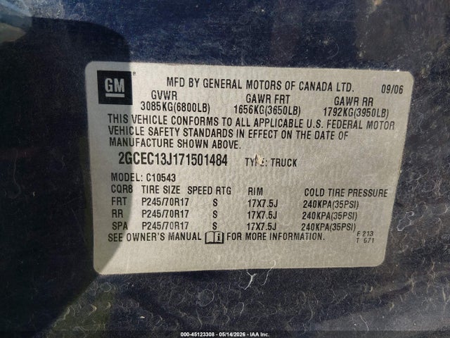 Продажа на аукционе авто 2007 Chevrolet Silverado 1500 Work Truck, vin: 2GCEC13J171501484, номер лота: 45123308