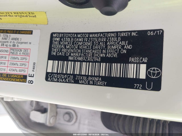 2018 Toyota C-hr Xle მანქანა იყიდება აუქციონზე, vin: NMTKHMBX2JR021948, აუქციონის ნომერი: 45123344