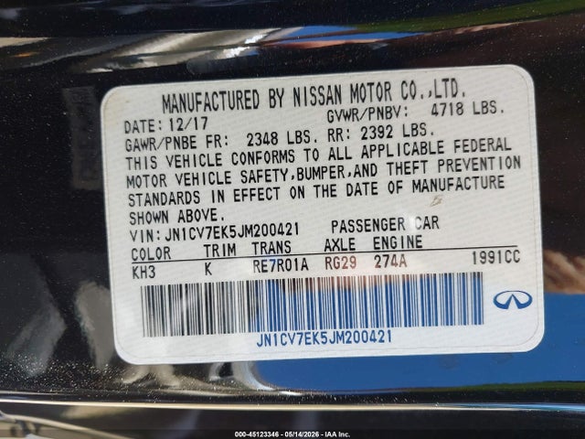 Продажа на аукционе авто 2018 Infiniti Q60 2.0t Luxe, vin: JN1CV7EK5JM200421, номер лота: 45123346