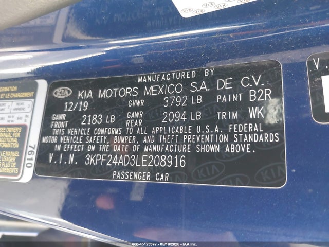 KIA Forte Lxs 2020 3KPF24AD3LE208916 Image 9