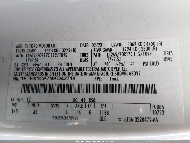 Ford F-150 Xl 2022 1FTEX1CP7NKD42718 Image 9