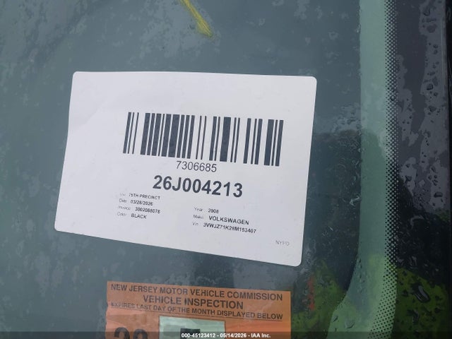Продажа на аукционе авто 2008 Volkswagen Jetta S, vin: 3VWJZ71K28M153407, номер лота: 45123412