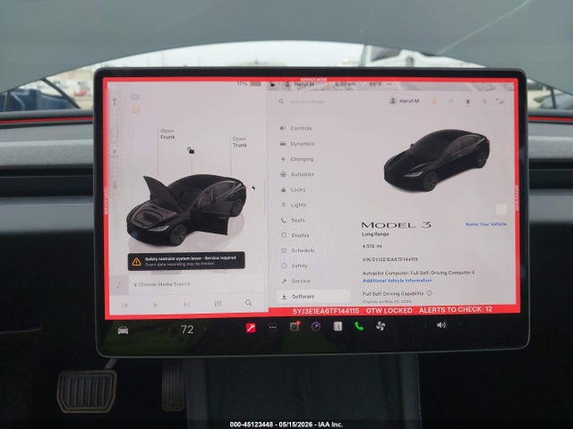 2026 Tesla Model 3 Premium Rear-wheel Drive/rear-wheel Drive მანქანა იყიდება აუქციონზე, vin: 5YJ3E1EA6TF144115, აუქციონის ნომერი: 45123448