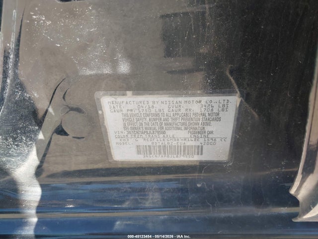 3N1CN7AP8JL879550 Nissan Versa 1.6 Sv