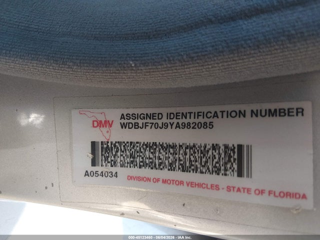 Aukcja sprzedaży 2000 Mercedes-benz E 430, vin: WDBJF70J9YA982085, numer aukcji: 45123460