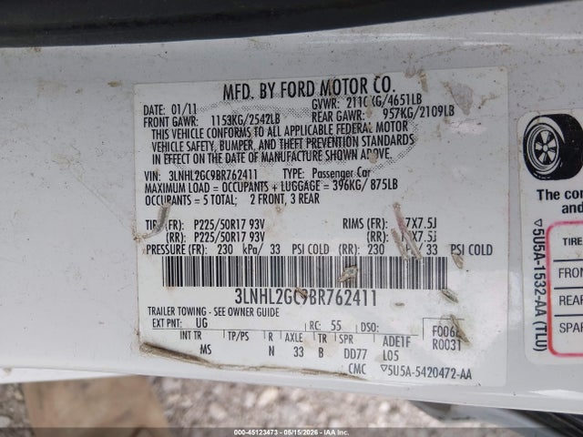 Продаж на аукціоні авто 2011 Lincoln Mkz, vin: 3LNHL2GC9BR762411, номер лоту: 45123473