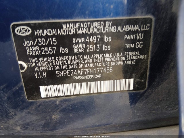 Hyundai SONATA SE 2015 5NPE24AF7FH177456 Image 9