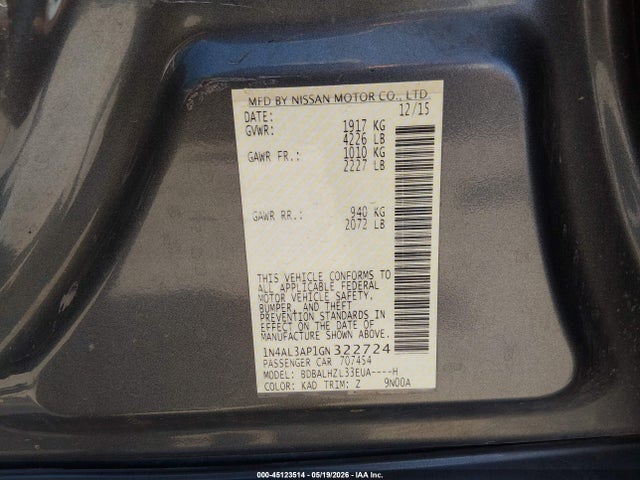 Nissan Altima 2.5 Sr 2016 1N4AL3AP1GN322724 Image 9