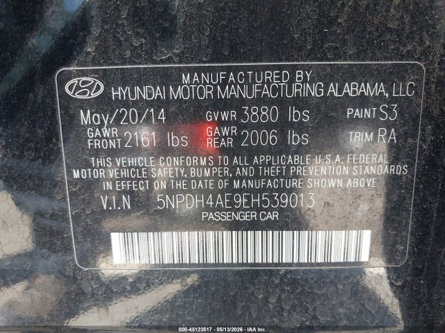 Hyundai ELANTRA SE 2014 5NPDH4AE9EH539013 Image 9