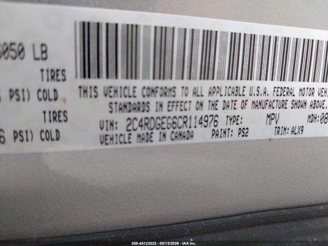 Продажа на аукционе авто 2012 Dodge Grand Caravan R/t, vin: 2C4RDGEG6CR114976, номер лота: 45123522
