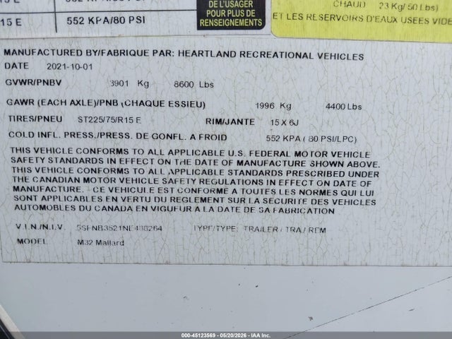 Heartland Rv Mallard 2022 5SFNB3521NE488264 Image 9