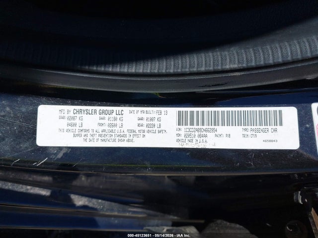 Продаж на аукціоні авто 2013 Dodge Avenger Se, vin: 1C3CDZAB9DN662954, номер лоту: 45123651
