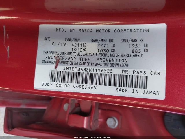 JM1BPBAM2K1116525 Mazda Mazda3 Select Package
