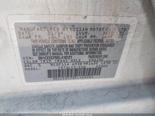 Nissan Versa Note S Plus 2014 3N1CE2CP0EL410121 Image 9