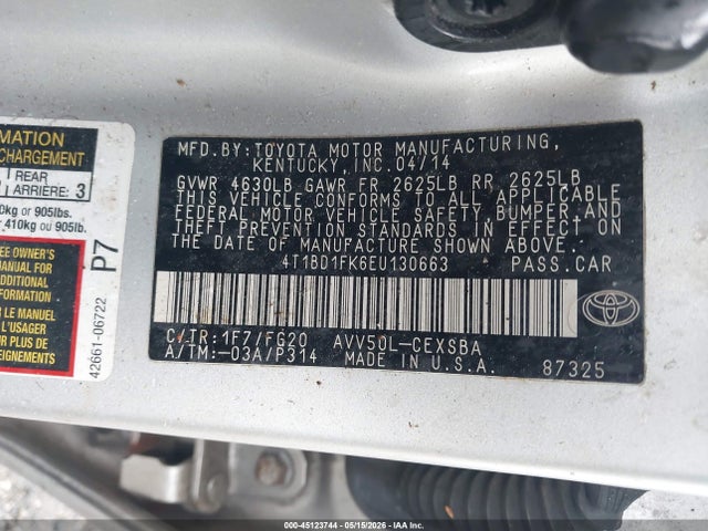 4T1BD1FK6EU130663 Toyota Camry Hybrid Se Limited Edition