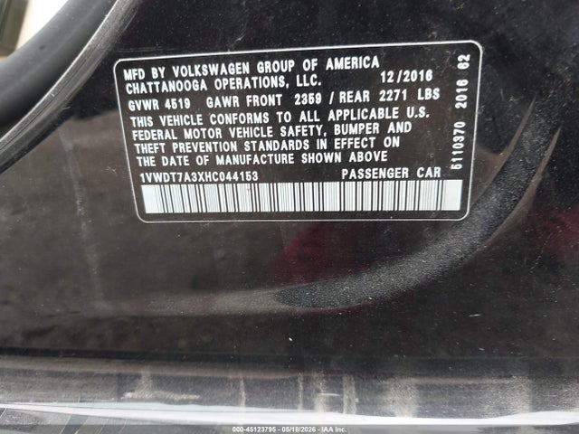 Volkswagen Passat 1.8t R-line 2017 1VWDT7A3XHC044153 Image 9