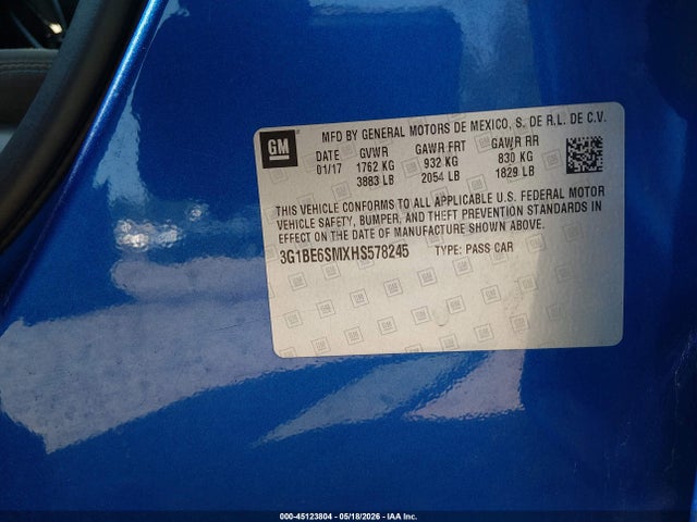 Продажа на аукционе авто 2017 Chevrolet Cruze Lt Auto, vin: 3G1BE6SMXHS578245, номер лота: 45123804