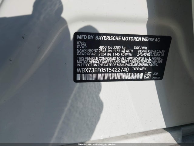 2026 Bmw X1 Xdrive28i მანქანა იყიდება აუქციონზე, vin: WBX73EF05T5422740, აუქციონის ნომერი: 45123841