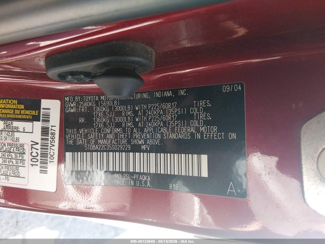 Продаж на аукціоні авто 2005 Toyota Sienna Xle, vin: 5TDBA22C35S029229, номер лоту: 45123849