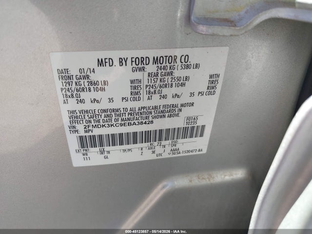 Aukcja sprzedaży 2014 Ford Edge Limited, vin: 2FMDK3KC9EBA38428, numer aukcji: 45123857