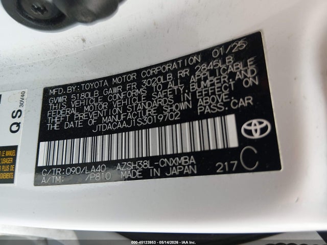2025 Toyota Crown Signia Xle მანქანა იყიდება აუქციონზე, vin: JTDACAAJ1S3019702, აუქციონის ნომერი: 45123953