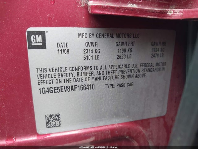 Продаж на аукціоні авто 2010 Buick Lacrosse Cxs, vin: 1G4GE5EV8AF166410, номер лоту: 45123957