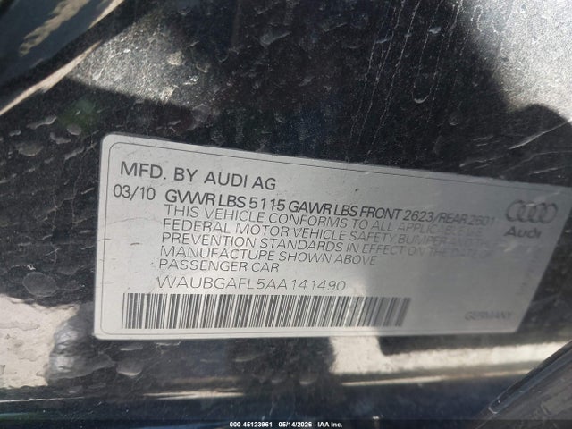 45123961 :رقم المزاد ، WAUBGAFL5AA141490 vin ، 2010 Audi S4 3.0 Premium Plus مزاد بيع