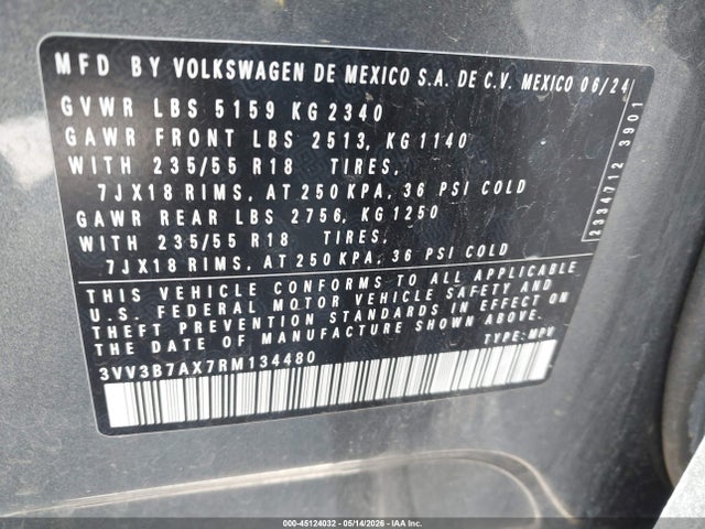 Продаж на аукціоні авто 2024 Volkswagen Tiguan 2.0t Se/2.0t Wolfsburg Edition, vin: 3VV3B7AX7RM134480, номер лоту: 45124032