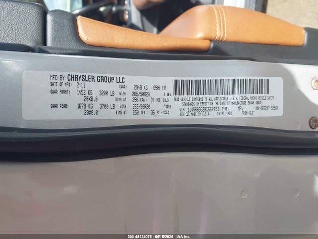 Продажа на аукционе авто 2011 Jeep Grand Cherokee Overland, vin: 1J4RR6GG2BC660653, номер лота: 45124075
