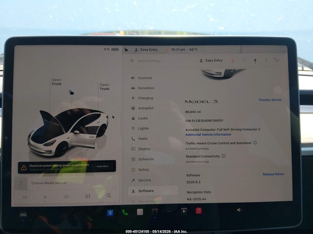 2022 Tesla Model 3 Rear-wheel Drive მანქანა იყიდება აუქციონზე, vin: 5YJ3E1EA5NF290511, აუქციონის ნომერი: 45124100
